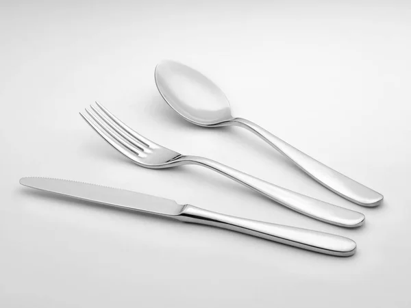 Silver cutlery on white — Stock Photo, Image