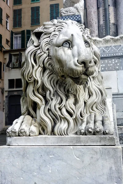 Lion guarding the Saint Lawrence Cathedral — Stock Photo, Image