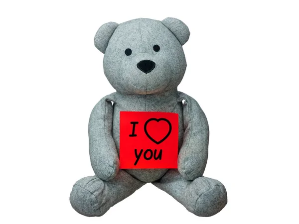Teddybär ich liebe dich Nachricht isoliert — Stockfoto