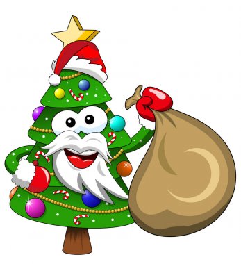 Noel Noel ağacı Noel Baba maskot karakter holding hediye sa