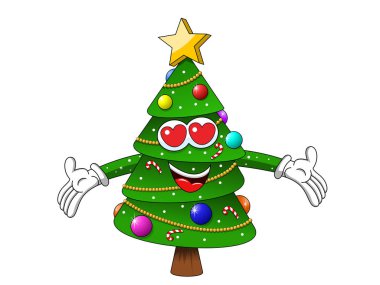 Noel Noel ağacı maskot karakter büyük sarılmak wh izole aşk