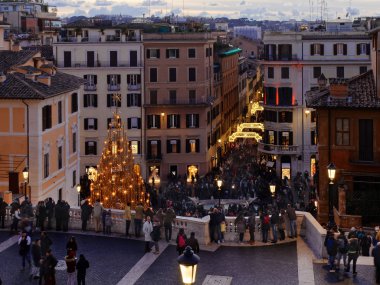İspanyol Merdivenleri ve İspanya insanlar Noel veya xmas ho kare