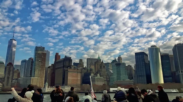 Nova Iorque Eua Nov 2017 Turistas Tiram Fotos Horizonte Manhattan — Fotografia de Stock