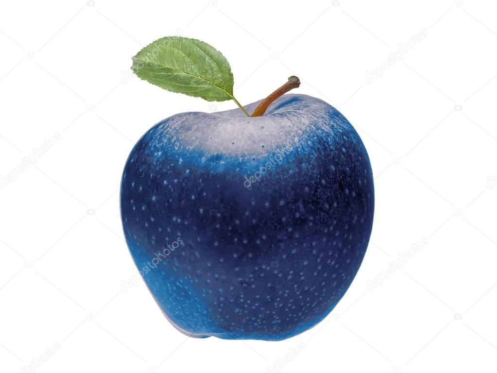 Unhealthy blue apple isolated