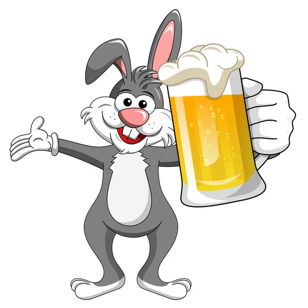 tavşan ya da izole kupa bira içme tavşan