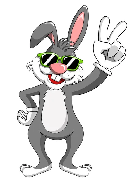 Cool bunny nebo králík vítězství rukou znamení, samostatný — Stockový vektor