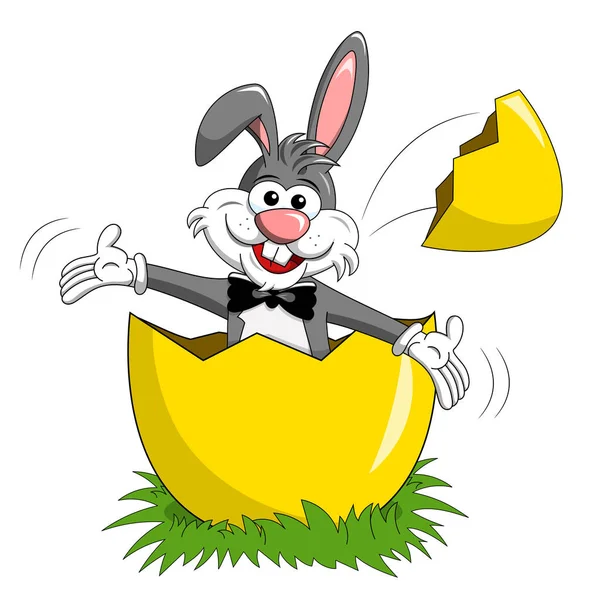 Conejo o conejo apareciendo huevo grande aislado — Vector de stock