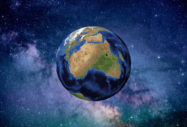 Planeta Terra contra céu estrelado — Fotografia de Stock