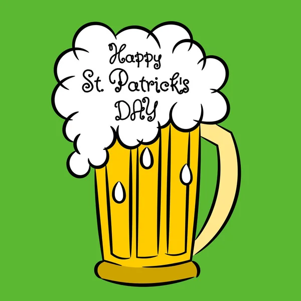 Ευτυχισμένος απομονωμένη Saint Patrick ημέρα κούπα μπύρα — Διανυσματικό Αρχείο
