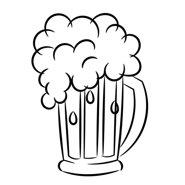 Pivo hrnek pěna skica, samostatný — Stockový vektor