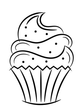 İzole cupcake kroki