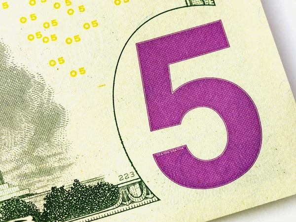 Fem amerikanska eller Usa Dollar Bill närbild — Stockfoto