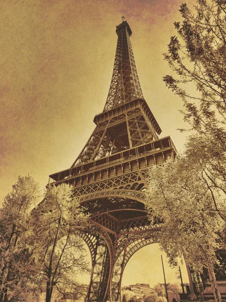 Tour eiffel à Paris vintage photo sépia ancien effet texturé — Photo