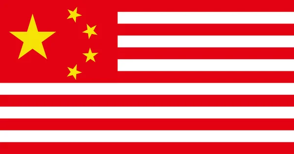 Usa or American and China flags pact or relationships concept — 图库矢量图片