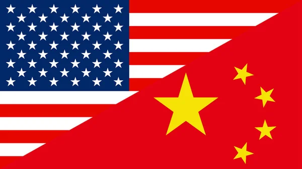 Usa or American and China flags pact or relationships concept — 图库矢量图片