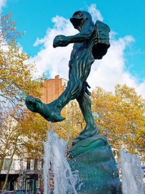 The Man Of Atlantis Sculpture In Waterloo Boulevard Brussels Belgium