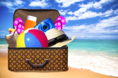 Baggage ready for vacation at the sea tropical destination