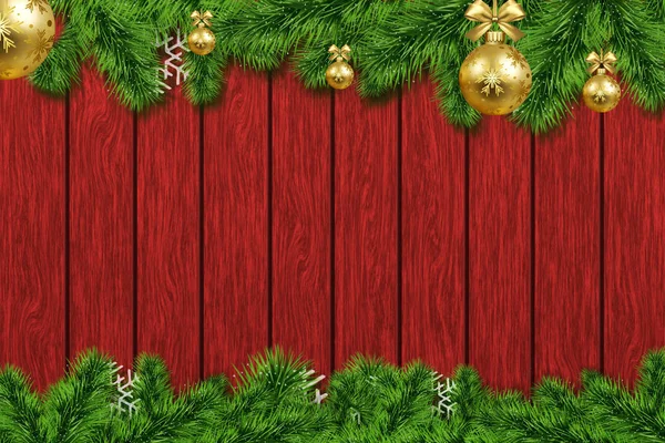 Christmas background with fir branches and balls — Stock Photo, Image