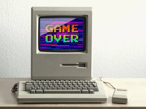Game over message on vintage computer terminal screen