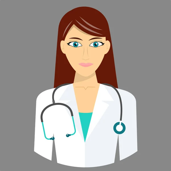 Hermosa Morena Joven Médico Femenino Con Estetoscopio Medio Cuerpo Retrato — Vector de stock