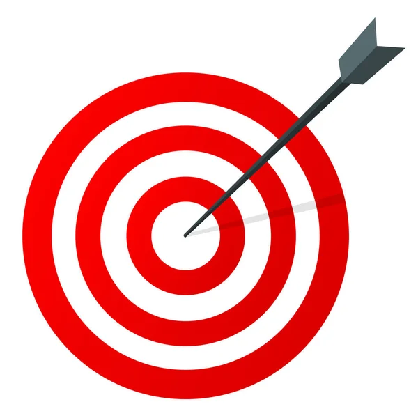 Βέλος Χτυπά Κέντρο Του Στόχου Bullseye Απομονώνονται Λευκό — Διανυσματικό Αρχείο