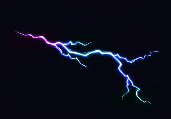 Vector Illustration of Abstract Colorful Lightning Discharge on Black Background (англійською). Шок від електричної енергії — стоковий вектор
