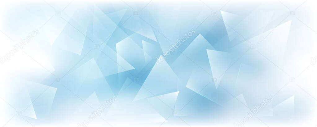 Horizontal Vector Frosted Glass Blue and White Background. Frozen Window Illustration. Abstract 3d Bg for Winter