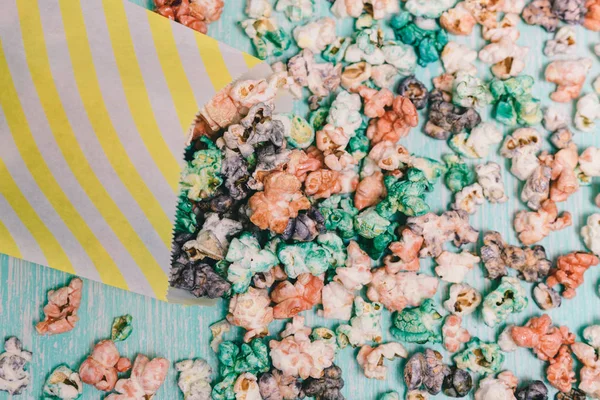 Colorful rainbow candy popcorn — Stock Photo, Image