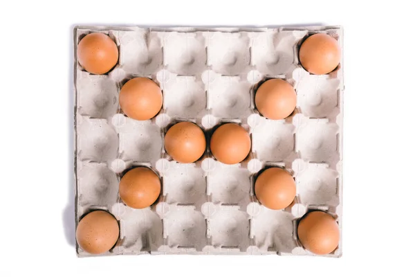 Conchas de ovos na caixa de ovos . — Fotografia de Stock