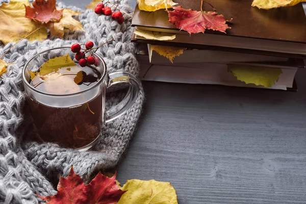 Fincan çay ve gri kareli.