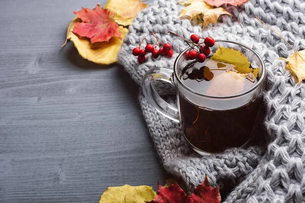 Fincan çay ve gri kareli.