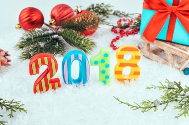 Rakamları ile yeni yıl 2018 arka plan. 