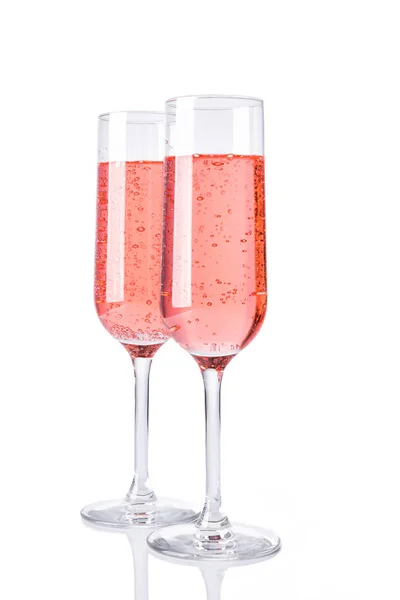 Két pohár rózsaszín pezsgő.. — Stock Fotó