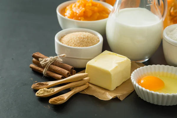 Pumpkin pie ingredients — Stock Photo, Image