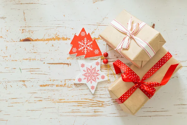 Christmas presents in decorative boxes — Stock Photo, Image