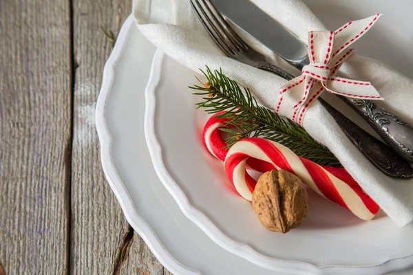 Christmas table setting decoration — Stock Photo, Image