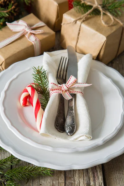 Christmas table setting decoration — Stock Photo, Image