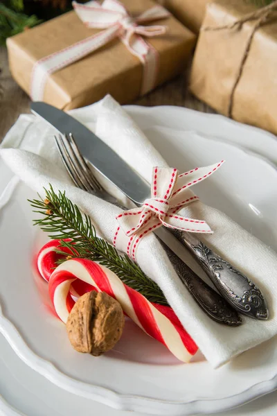 Christmas table setting decoration — Stock Photo, Image