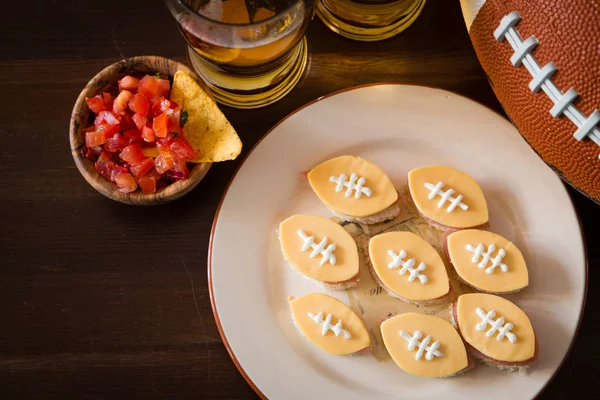 Calcio partito cibo, Super Bowl giorno — Foto Stock