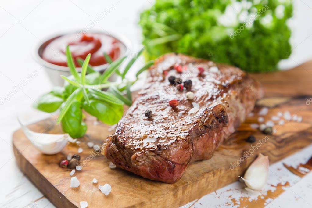 Beef steak with herbs and spices