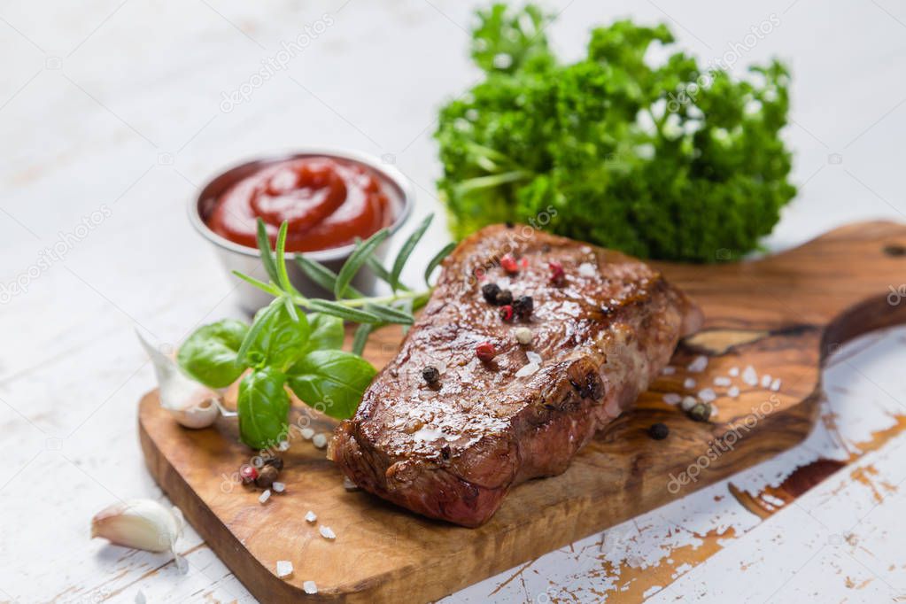 Beef steak with herbs and spices