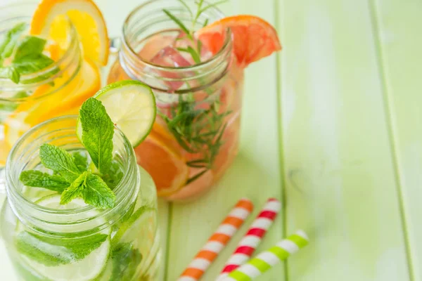 Selection of infused water for detox — Stock Photo, Image