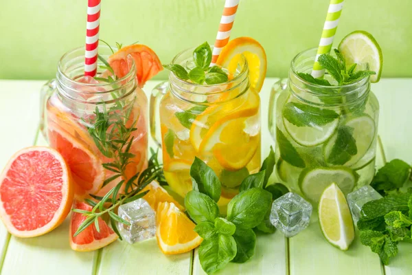 Selection of infused water for detox — Stock Photo, Image