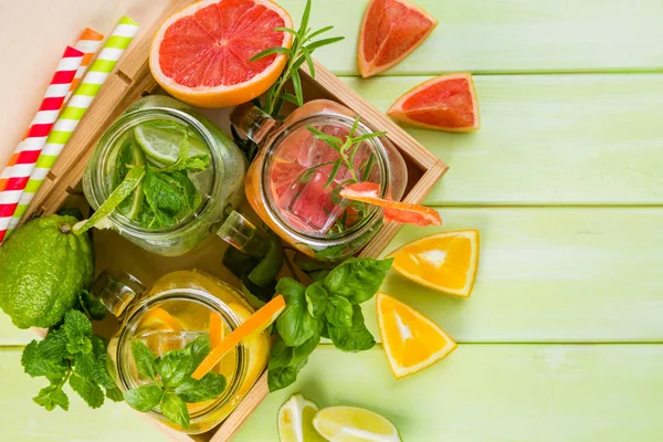 Selection of infused water for detox — Stock Photo, Image