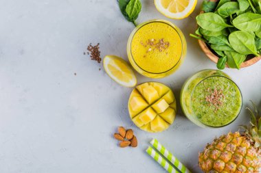 Yeşil ve sarı güler yüzlü, malzemeler