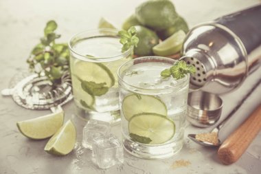 Mojito kokteyl ve malzemeler