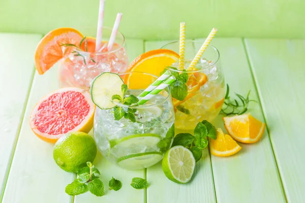 Selection of infused water for detox — Stock Photo, Image
