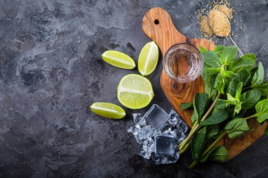 Mojito kokteyl ve malzemeler