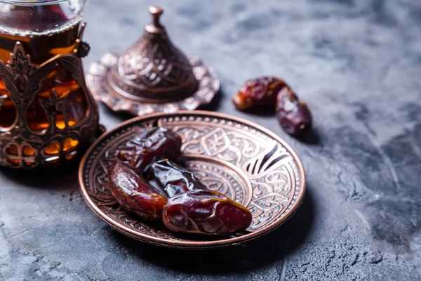 Ramadan kareem holiday concept with iftar dates — Stock Photo, Image