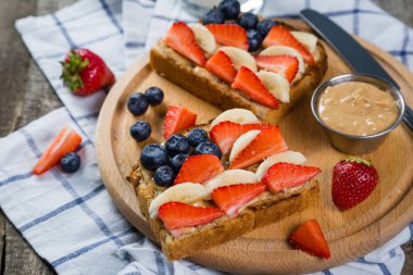 Bağımsızlık günü kahvaltı - çilek ve yaban mersini ile tost
